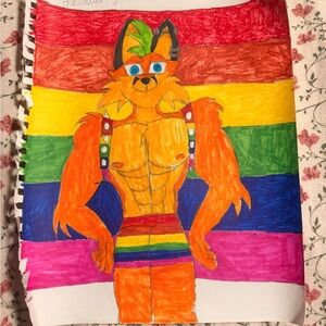 Rainbow Fox Character Art